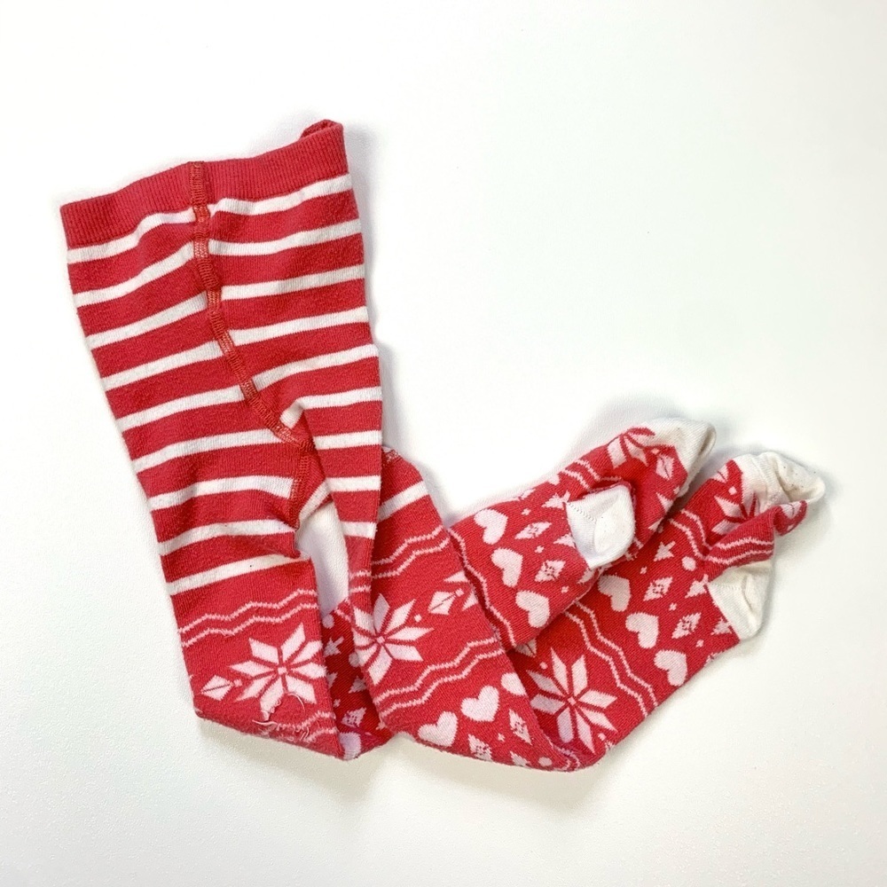 Hanna Andersson Snowflake Heart Pink Tights sz 3/4